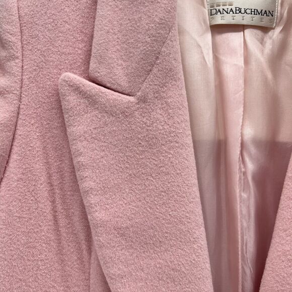 Dana Buchman Petite Blazer Size 12P Pink Wool Angora Blend Gold Buttons Lined - Picture 3 of 14